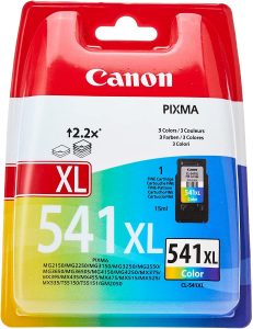 Printer ink cartridge packaging for Canon Pixma machine.